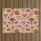 Vintage Mushroom Print Outdoor Rug Gallery Image 1