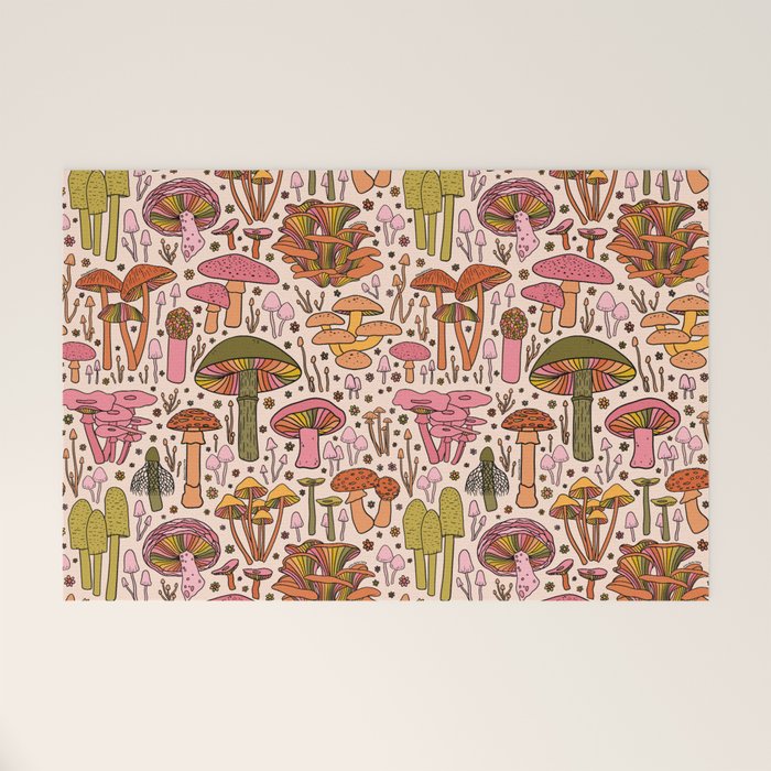 Vintage Mushroom Print Welcome Mat Gallery Image 1
