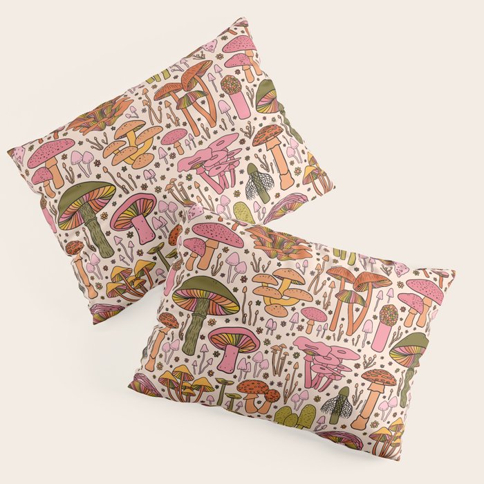 Vintage Mushroom Print Pillow Sham Gallery Image 3