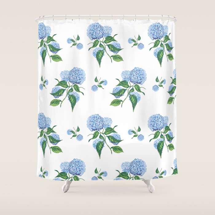 Hydrangeas blue and white - Jumbo Shower Curtain Gallery Image 1