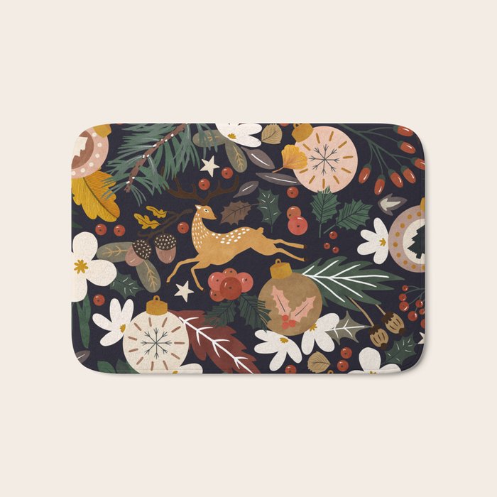 Christmas night forest 10 Bath Mat Gallery Image 1
