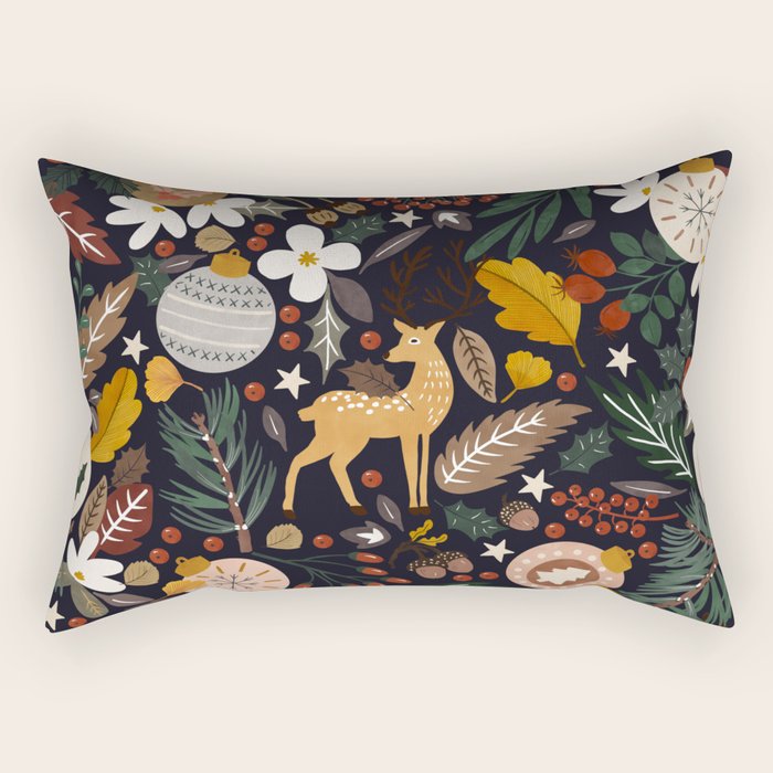 Christmas night forest 10 Rectangular Pillow Gallery Image 1