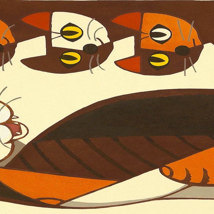 Inagaki Tomoo Vintage Japanese Woodblock print mid century Modern Cubism Art Cats Feline Coffee Mug Gallery Image 2