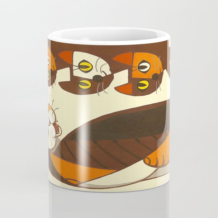 Inagaki Tomoo Vintage Japanese Woodblock print mid century Modern Cubism Art Cats Feline Coffee Mug Gallery Image 4