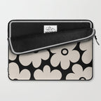 Retro Flowers Black and Linen White Laptop Sleeve Gallery Image 2
