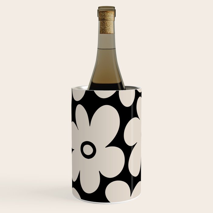 Retro Flowers Black and Linen White Wine Chiller Gallery Image 3