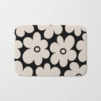 Retro Flowers Black and Linen White Bath Mat Gallery Image 1