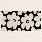 Retro Flowers Black and Linen White Desk Mat Gallery Image 3