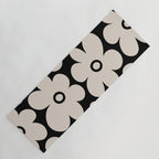 Retro Flowers Black and Linen White Yoga Mat Gallery Image 1