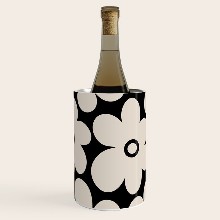 Retro Flowers Black and Linen White Wine Chiller Gallery Image 2