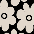 Retro Flowers Black and Linen White Coffee Mug Gallery Image 2
