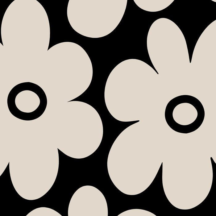 Retro Flowers Black and Linen White Coffee Mug Gallery Image 2