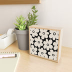 Retro Flowers Black and Linen White Mini Art Print Gallery Image 2