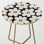 Retro Flowers Black and Linen White Side Table Gallery Image 2