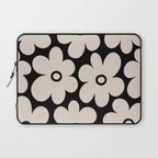 Retro Flowers Black and Linen White Laptop Sleeve Gallery Image 1