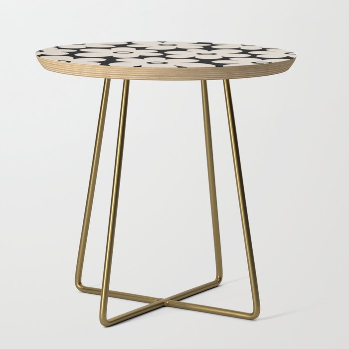 Retro Flowers Black and Linen White Side Table Gallery Image 1