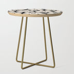Retro Flowers Black and Linen White Side Table Gallery Image 1