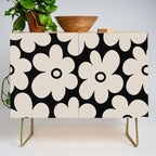 Retro Flowers Black and Linen White Credenza Gallery Image 1