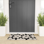 Retro Flowers Black and Linen White Welcome Mat Gallery Image 3