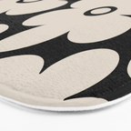 Retro Flowers Black and Linen White Bath Mat Gallery Image 3