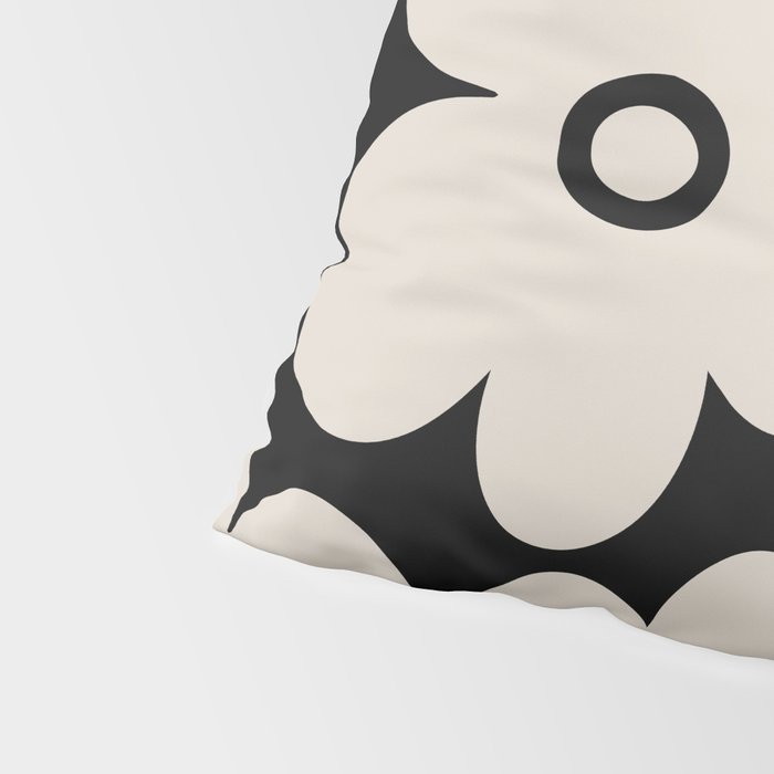 Retro Flowers Black and Linen White Pillow Sham Gallery Image 4