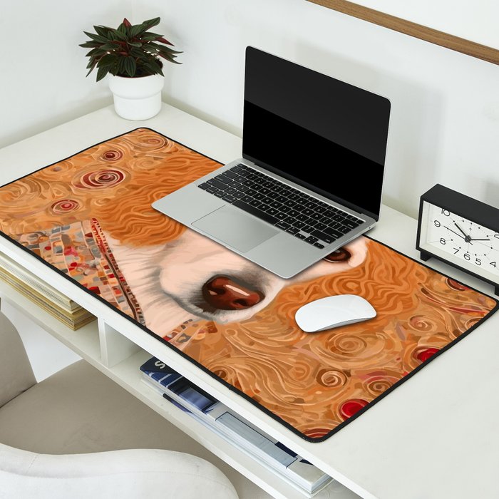 Klimt Dog with Brown Eyes Desk Mat Gallery Image 2