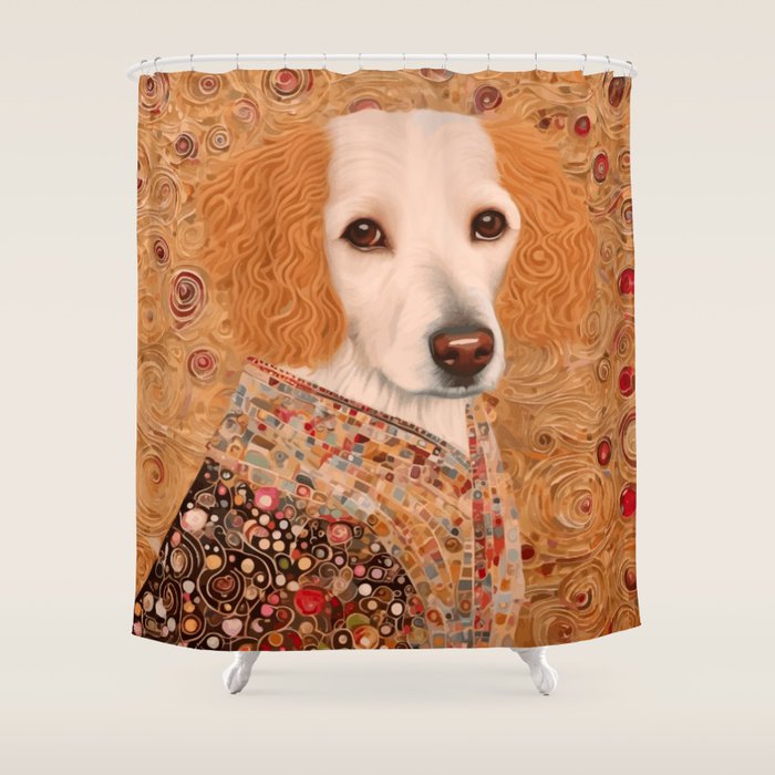 Klimt Dog with Brown Eyes Shower Curtain Gallery Image 1