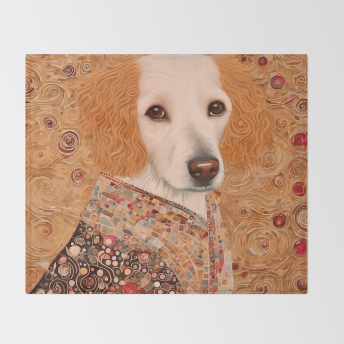 Klimt Dog with Brown Eyes Throw Blanket Gallery Image 2