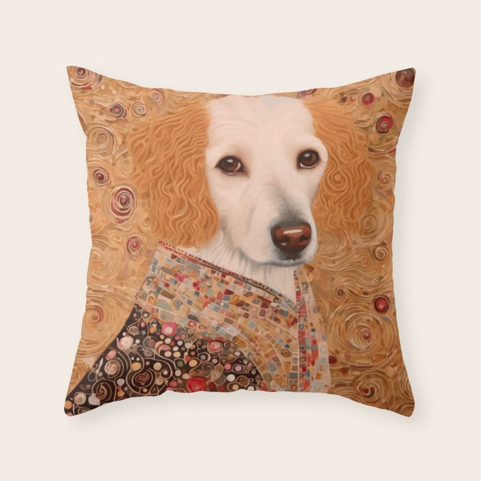 Klimt Dog with Brown Eyes Throw Pillow Gallery Image 6