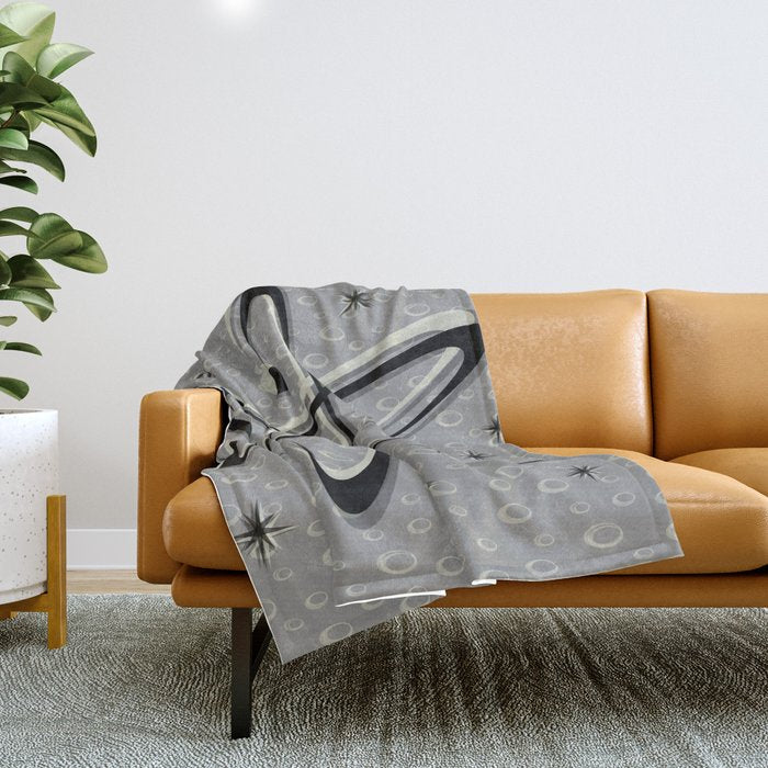 Atomic Love - Lunar Grey Throw Blanket Gallery Image 1