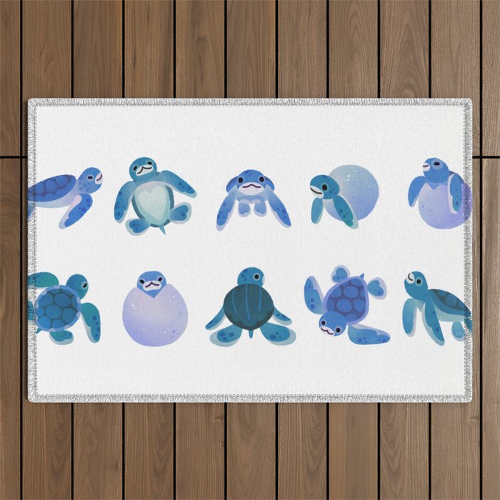 Baby sea turtles Outdoor Rug Gallery Image 1