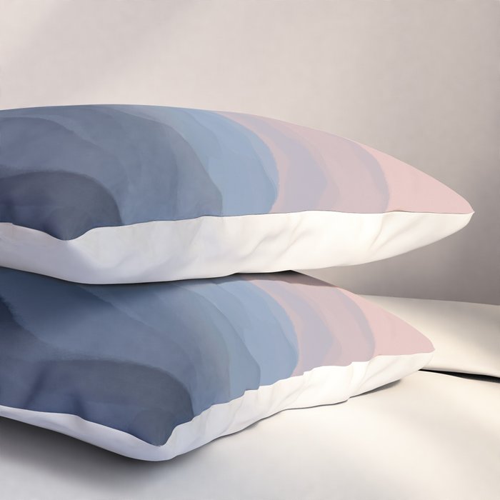 Waves In Texture - Blue & Beige Pillow Sham Gallery Image 3