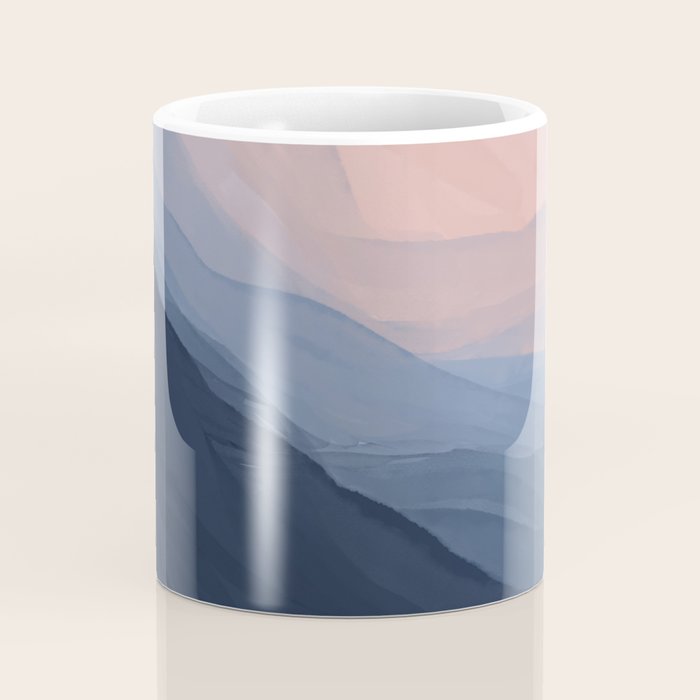 Waves In Texture - Blue & Beige Coffee Mug Gallery Image 4