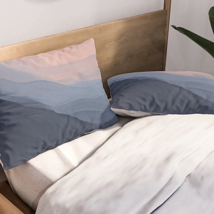 Waves In Texture - Blue & Beige Pillow Sham Gallery Image 2