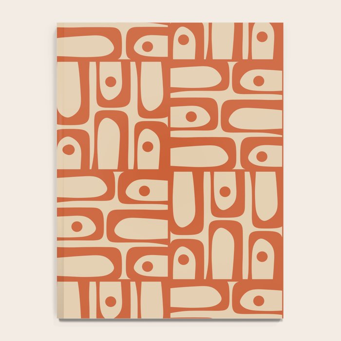 Mid Century Modern Piquet Abstract Multi Pattern Mid Mod Burnt Orange and Beige Notebook Gallery Image 4