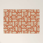 Mid Century Modern Piquet Abstract Multi Pattern Mid Mod Burnt Orange and Beige Welcome Mat Gallery Image 1