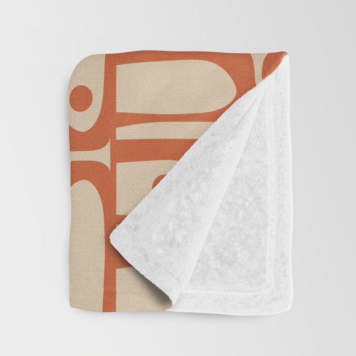 Mid Century Modern Piquet Abstract Multi Pattern Mid Mod Burnt Orange and Beige Throw Blanket Gallery Image 3