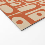 Mid Century Modern Piquet Abstract Multi Pattern Mid Mod Burnt Orange and Beige Welcome Mat Gallery Image 2