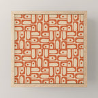 Mid Century Modern Piquet Abstract Multi Pattern Mid Mod Burnt Orange and Beige Mini Art Print Gallery Image 1