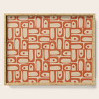 Mid Century Modern Piquet Abstract Multi Pattern Mid Mod Burnt Orange and Beige Serving Tray Gallery Image 1