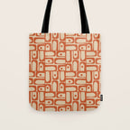 Mid Century Modern Piquet Abstract Multi Pattern Mid Mod Burnt Orange and Beige Tote Bag Gallery Image 1