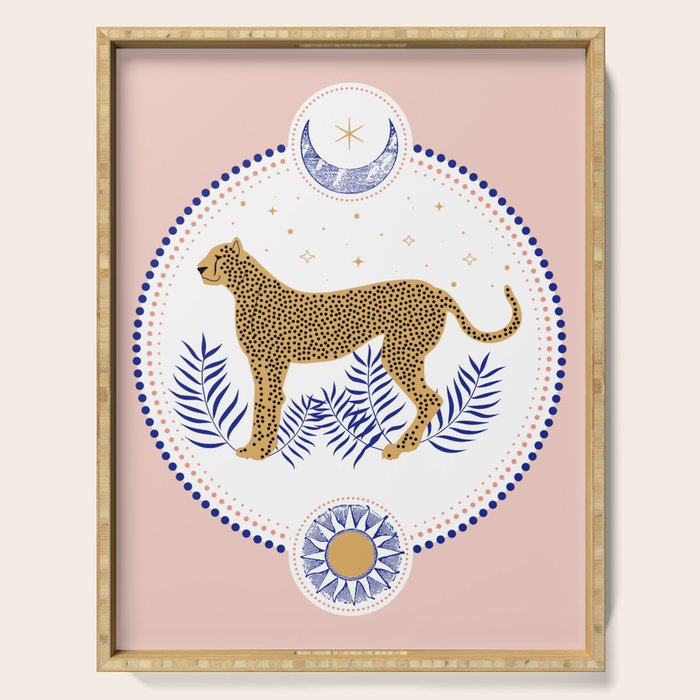 Wild Cheetah and the Moon 2 Serving Tray Gallery Image 1