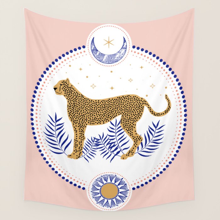 Wild Cheetah and the Moon 2 Wall Tapestry Gallery Image 4