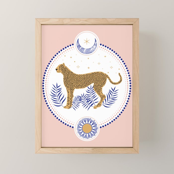 Wild Cheetah and the Moon 2 Mini Art Print Gallery Image 1