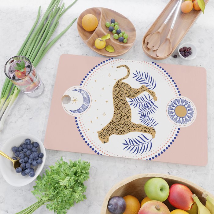 Wild Cheetah and the Moon 2 Cutting Board Gallery Image 2