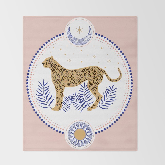 Wild Cheetah and the Moon 2 Throw Blanket Gallery Image 2