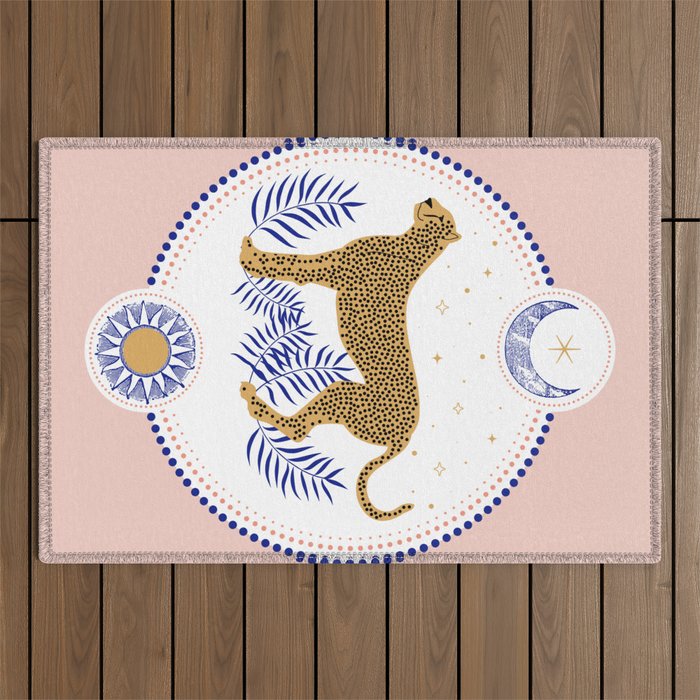 Wild Cheetah and the Moon 2 Outdoor Rug Gallery Image 1