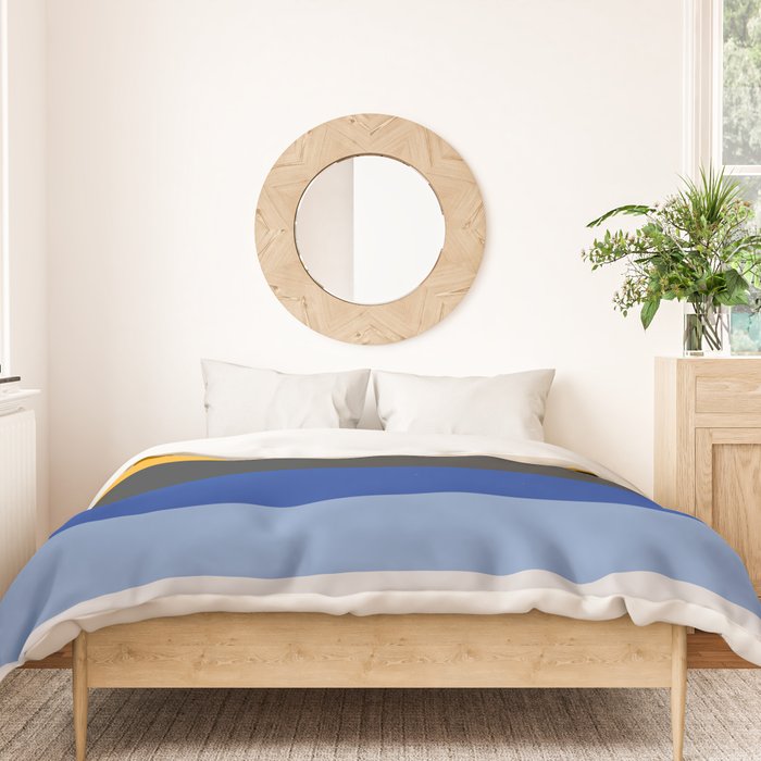 Complementary Blue & Yellow Colorful Geometric Pattern Duvet Cover Gallery Image 3