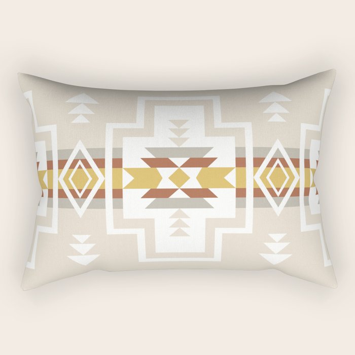 Aztec Stripes Beige Rectangular Pillow Gallery Image 1