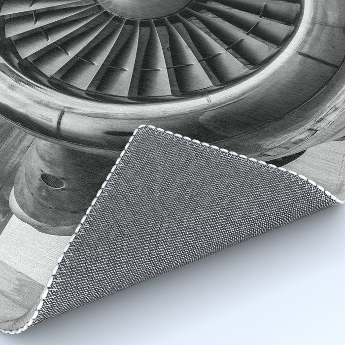 Vintage Airplane Turbine Engine Black and White Photography / black and white photographs Rug Gallery Image 4